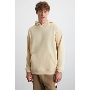 Cartmel Erkek Örme 3 Iplik Relaxed Fit Rahat Kalıp Kanguru Cepli Kapüşonlu Bej Sweatshirt