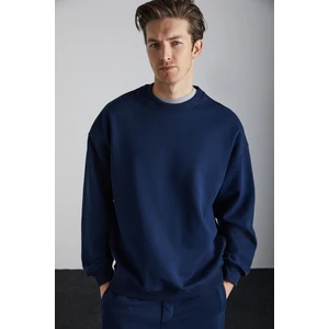 Adams Erkek Içi Polarlı Sıcak Tutan Örme Organik Pamuk Regular Fit Lacivert Sweatshirt