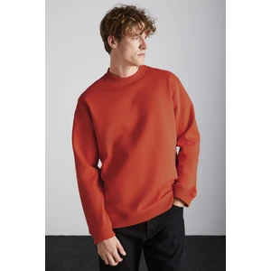 Adams Erkek Içi Polarlı Yumuşacık  Pamuklu Regular Fit Turuncu Sweatshirt