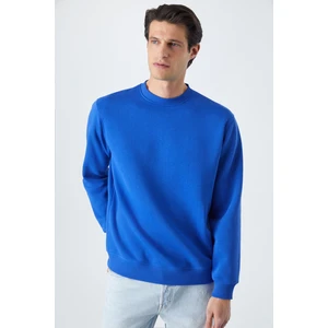 Adams Erkek Içi Polarlı Yumuşacık Organik Pamuklu Regular Fit Saks Mavi Sweatshirt
