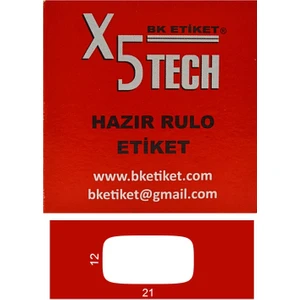Bk Etiket X5 Tech Kutulu Hazır Etiket 12X21 175 Adet 1 Kutu