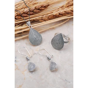 Sümer Telkari Damla Telkari Elişi Gümüş Set 2400