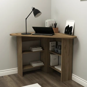 Corner Köşe Çalışma Masası Bilgisayar Masası Yer Kaplamaz Ofis Masası, Ceviz  - Corner