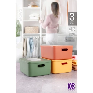 Mowo Home Retro Box  Mix  Renk 9,5 Lt Çok Amaçlı Düzenleyici Kapaklı Kutu, Saklama Kutusu, Organizer, Storage