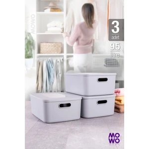 Retro Box Gri Renk 9,5 Lt Çok Amaçlı Düzenleyici Kapaklı Kutu, Saklama Kutusu, Organizer, Storage