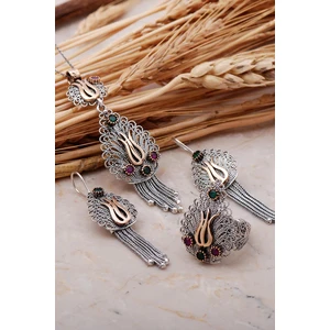 Sümer Telkari Laleli Püsküllü Telkari Elişi Gümüş Set 2363