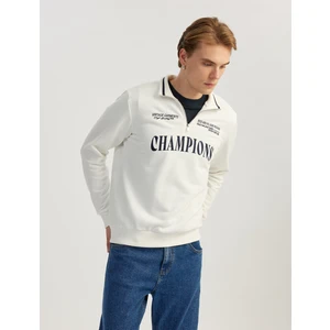 Yarım Fermuarlı Işlemeli Uzun Kollu Sweatshirt