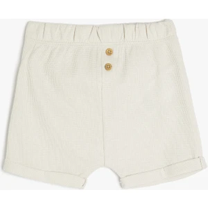 Beli Lastikli Düğme Detaylı Pamuklu Şort