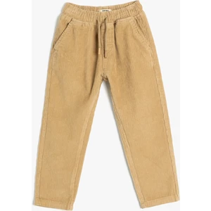 Beli Bağlamalı Cep Detaylı Pamuklu Kadife Pantolon