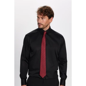 Regular Fit Siyah Non-Iron Pamuklu Doğa Dostu Ekoteks Belgeli Ütü Gerektirmez Gömlek