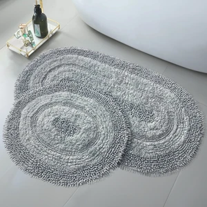 Bonny Home Doğal Pamuklu Spagetti Oval Gri 2'li Banyo Paspası Seti Banyo Halısı Klozet Takımı