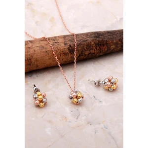 Sümer Telkari Dorissa Altın Yaldızlı Rose Gümüş Set 2119