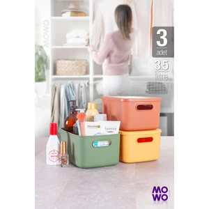 Mowo Home Retro Box 3’lü Mix 3,5 Lt Çok Amaçlı Düzenleyici Kapaklı Saklama Kutu, Organizer, Storage