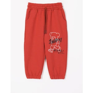 Happy Ayıcık Baskılı Kiremit Renk Erkek Çocuk Eşofman Tek Alt