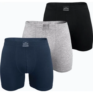 Erkek 3 Lü Siyah Gri Füme Premium Collection Modal Uzun Boxer 3M250