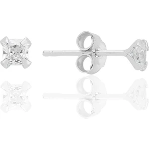 Gümüş Zirkon Taşlı, Kare (Prenses) Kesim 3 mm Tektaş Küpe SGTL12741RODAJ