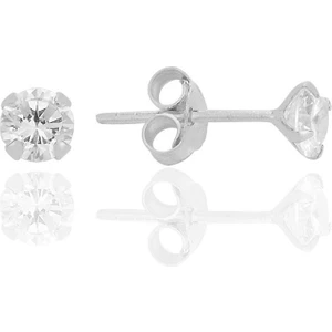 Gümüş Zirkon Taşlı,yuvarlak Kesim 4 mm Tektaş Küpe SGTL12745RODAJ