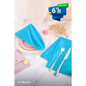 6’li %100 Pamuk Kumaş Peçete Açık Mavi 50x50 Cm Mutfak Bezi Sofra Sunum Servis Peçetesi