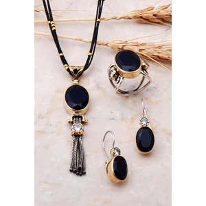 Sümer Telkari Safir Taşlı Tasarım Gümüş Set 1895