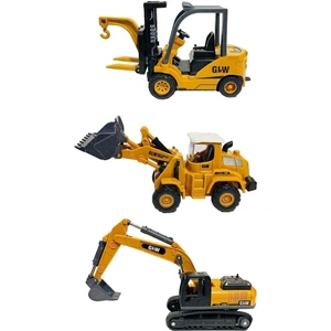 BNG STR Oyuncak Iş Makinaları Forklift Kepçe Buldozer 3lü Metal Set