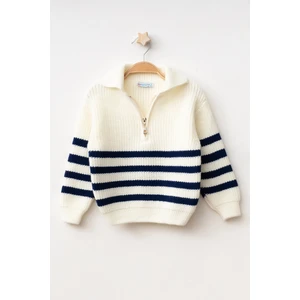 Çizgili Triko Kazak Erkek Çocuklar İçin Bisiklet Yaka Kalın Akrilik 4099