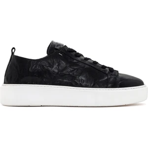 Erkek Siyah Bağcıklı Kalın Tabanlı Deri Sneaker 25SFD688326