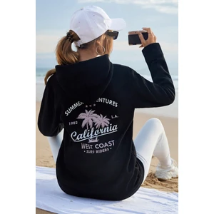 Uygun Tarz Kapüşonlu Baskılı  Pamuklu Oversize Sweatshirt