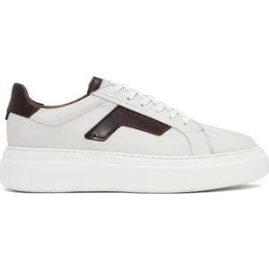 Erkek Beyaz Bağcıklı Kalın Tabanlı Deri Sneaker 25SFD612518