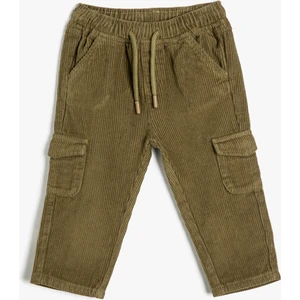 Kargo Pantolon Fitilli Kadife Beli Bağlamalı Cepli Pamuklu