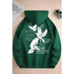 Uygun Tarz Love And Peace Baskılı Oversize Sweatshirt