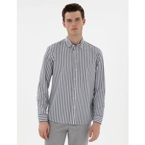 Pierre Cardin Erkek Lacivert Regular Fit Çizgili Uzun Kollu Gömlek 50301533-VR033