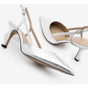 Kadın Stiletto Yanları Açık Bantlı Sivri Burun Klasik Topuklu Ayakkabı Suder