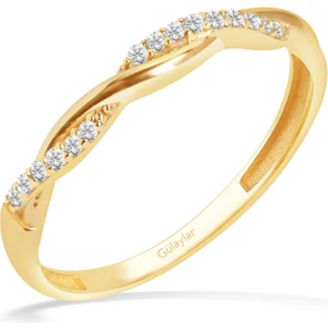 Diamond Line-Gülaylar 8 Ayar Sarı Altın Burgu Taşlı Yüzük