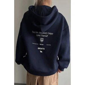 Uygun Tarz Calm Baskılı Oversize Sweatshirt