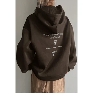 Uygun Tarz Calm Baskılı Oversize Sweatshirt