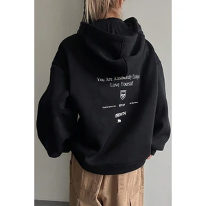 Uygun Tarz Calm Baskılı Oversize Sweatshirt