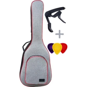 Klasik Gitar Çantası-Kılıfı-Kalın-Gigbag-Gri-Kırmızı Fitil-Keten-Su GEÇİRMEZ-GTRGRİRED001