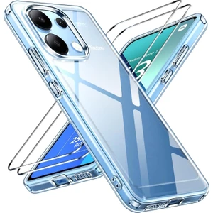 M.TK Moveteck Xiaomi Redmi Note 13 Kılıf Kamera Çıkıntılı Korumalı Yumuşak Şeffaf Silikon + 9h Ekran Koruyucu Cam Set 2in1