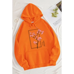 Uygun Tarz Cherry Tree Baskılı Oversize Sweatshirt