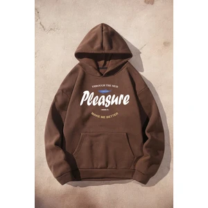 Uygun Tarz Pleasure Baskılı Oversize Sweatshirt