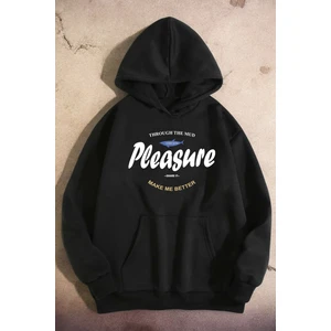Uygun Tarz Pleasure Baskılı Oversize Sweatshirt