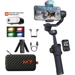 Isteady M7 Kit Yapay Zeka Takip Sensörlü 3 Eksenli Telefon Sabitleyici Gimbal