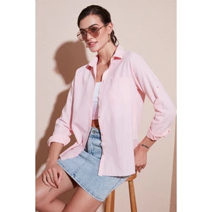 Pamuklu Regular Fit Cepli Gömlek Kadın Gömlek CF25S16992