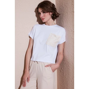 Pamuklu Tek Cepli Regular Fit Bisiklet Yaka T Shirt Bayan T Shirt 5865818