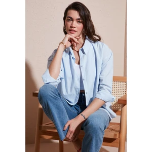 Pamuklu Regular Fit Uzun Kollu Düz Gömlek Kadın Gömlek CF25S168305