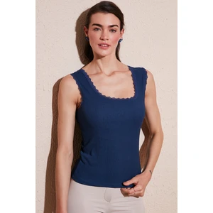 Slim Fit Kalın Askılı Dantelli Kare Yaka Bürümcük Atlet Bayan Atlet 5864979