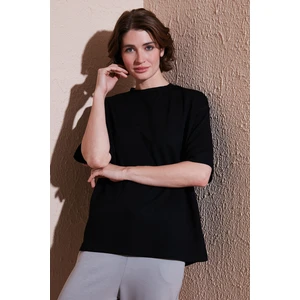 Streç Oversize Fit Bisiklet Yaka T Shirt Bayan T Shirt 5865911