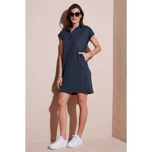 Regular Fit Polo Yaka Mini Elbise Bayan Elbise 5866153