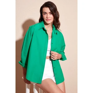 Pamuklu Regular Fit Önü Kısa Arkası Uzun Oval Kesim Gömlek Kadın Gömlek CF25S163867