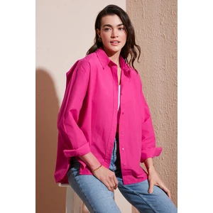 Pamuklu Regular Fit Önü Kısa Arkası Uzun Oval Kesim Gömlek Kadın Gömlek CF25S163867